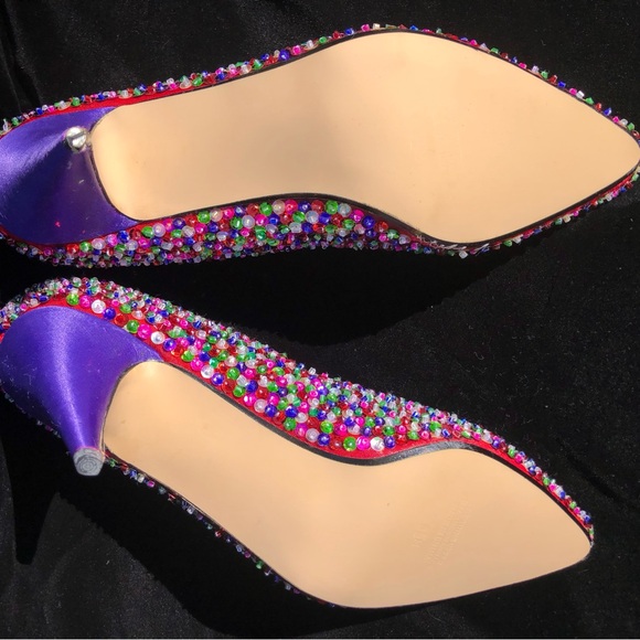 Vintage J. Renée hand-beaded pumps sz 8.5M w/matching bag 1988 NIB - Picture 7 of 16